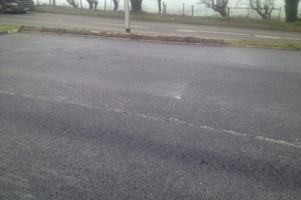 Road work outside Christ Church Parbold