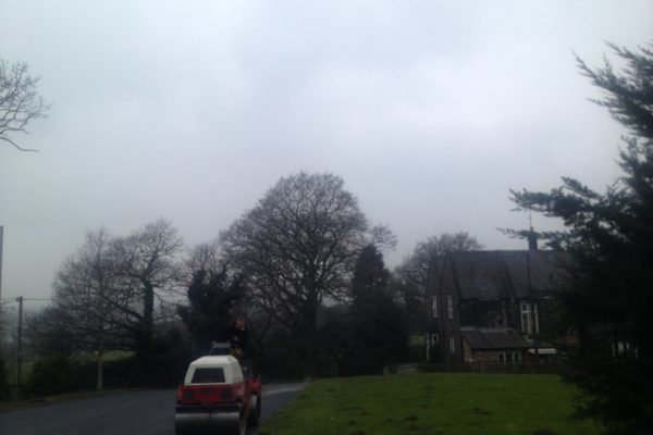 Darlington worker working on road at Christ Church Parbold