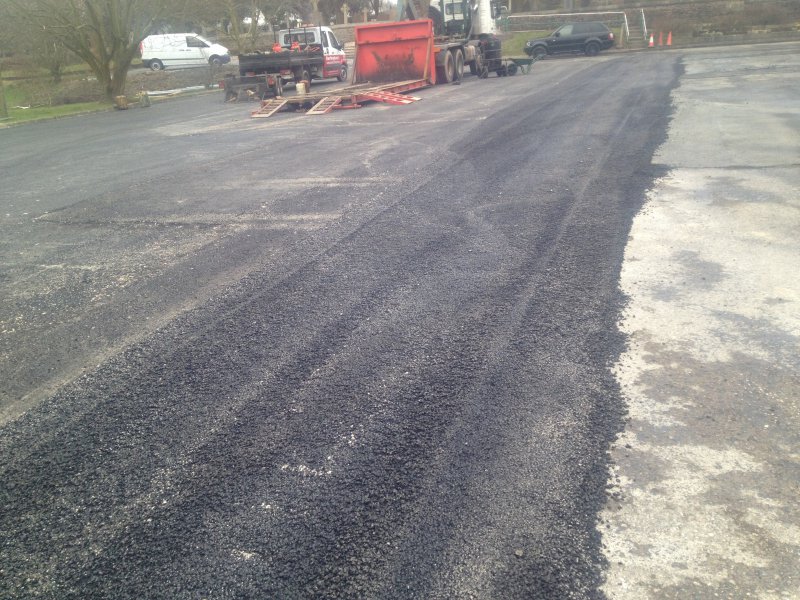 workers fixing road at Christ Church Parbold