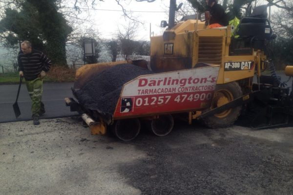 road resurfacing job at Christ Church Parbold