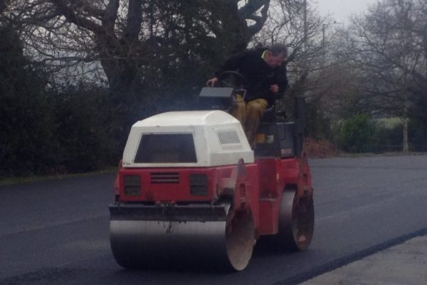 road rolling at Christ Church Parbold