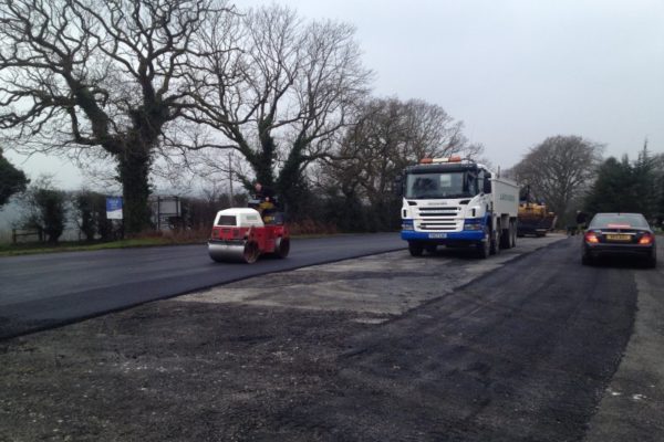 road surfacing job at Christ Church Parbold