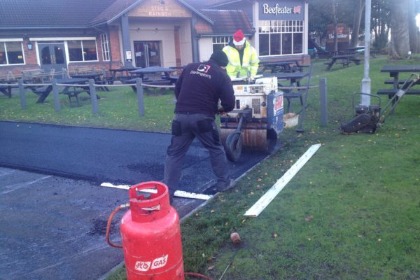 parking spaces being made